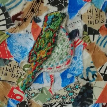 Collages intitolato "Abstract bird colla…" da Ana-Luisa De Cavilla Scrutton, Opera d'arte originale, Collages