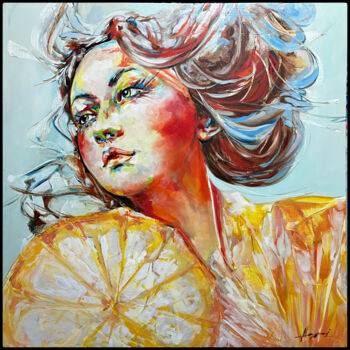Painting titled "Lemon" by Anamaria Cepoi, Original Artwork, Oil