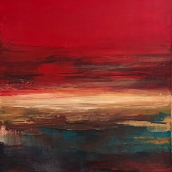 Painting titled "Under the Red Sky" by Anamaria Cepoi, Original Artwork, Acrylic