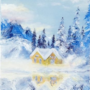 Painting titled "Winter has come" by Ana-Maria Iancu, Original Artwork, Acrylic Mounted on Wood Stretcher frame