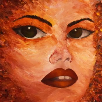 Painting titled "Redhead" by Ana-Maria Iancu, Original Artwork, Acrylic Mounted on Wood Stretcher frame