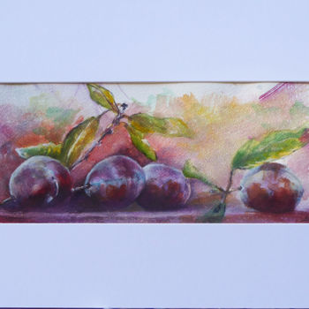 Painting titled "CIRUELAS 1  ACUARELA" by Ana María Gonzalez Jimenez, Original Artwork, Watercolor