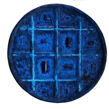 Kolaże zatytułowany „My Blue Dot” autorstwa Ana-Maria Panaitescu, Oryginalna praca, Kolaże Zamontowany na Karton