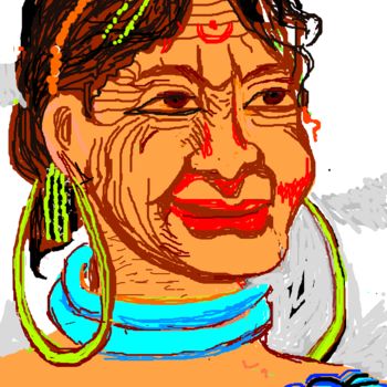 Digitale Kunst mit dem Titel "tribal-portrait.png" von Anandswaroop Manchiraju, Original-Kunstwerk, Digitale Malerei