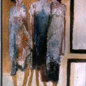 Malerei mit dem Titel "THREE LADIES GOSSIP…" von Anandswaroop Manchiraju, Original-Kunstwerk, Öl