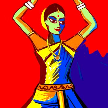 数字艺术 标题为“clasical-dancer.-1” 由Anandswaroop Manchiraju, 原创艺术品, 数字油画