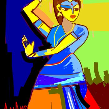 Digitale Kunst getiteld "Clasical-dancer-2" door Anandswaroop Manchiraju, Origineel Kunstwerk, Digitaal Schilderwerk