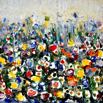 Malerei mit dem Titel "FLOWERS AND FLOWERS…" von Anandswaroop Manchiraju, Original-Kunstwerk, Öl