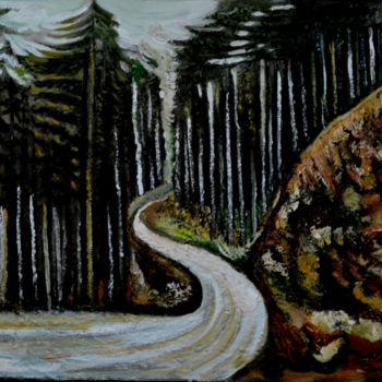 Painting titled "LONELY CURVE,SPLEND…" by Anandswaroop Manchiraju, Original Artwork, Oil