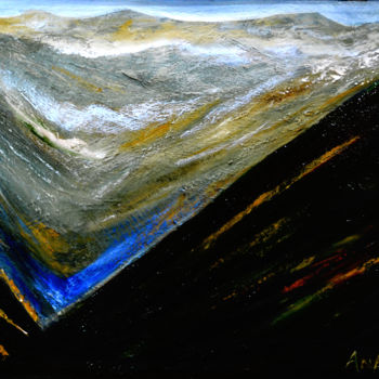 Painting titled "MOUNTAINSCAPE,SPLEN…" by Anandswaroop Manchiraju, Original Artwork, Oil