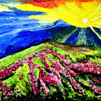 Pintura titulada "VALLEY OF FLOWERS-1" por Anandswaroop Manchiraju, Obra de arte original, Oleo