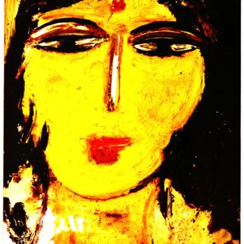 Painting titled "HEAD" by Anandswaroop Manchiraju, Original Artwork, Oil