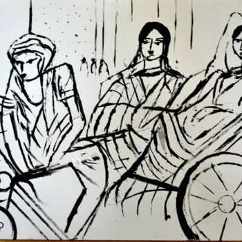 Painting titled "RIKSHA PULLER" by Anandswaroop Manchiraju, Original Artwork, Acrylic