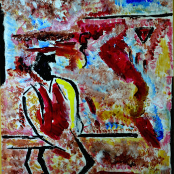 Schilderij getiteld "SEATED LONELY" door Anandswaroop Manchiraju, Origineel Kunstwerk, Acryl