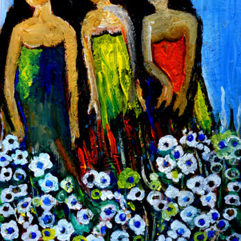 Schilderij getiteld "FLORAL QUEENS-1" door Anandswaroop Manchiraju, Origineel Kunstwerk, Anders