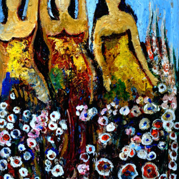 Painting titled "FLORALQUEENS-5" by Anandswaroop Manchiraju, Original Artwork, Other