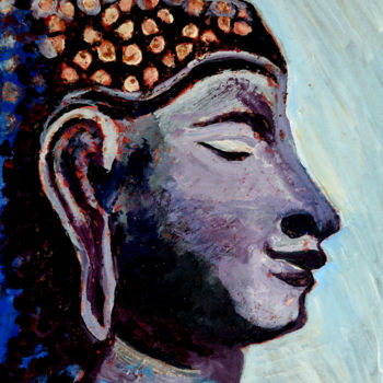 Malerei mit dem Titel "LORD BUDDHA-1" von Anandswaroop Manchiraju, Original-Kunstwerk, Acryl