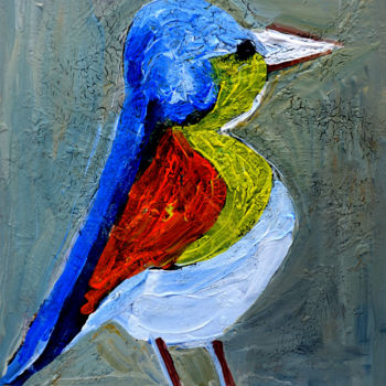 Painting titled "BLUE BIRD-2" by Anandswaroop Manchiraju, Original Artwork, Other