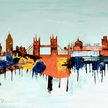 Painting titled "BEAUTY OF LONDON SK…" by Anandswaroop Manchiraju, Original Artwork, Oil