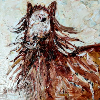 Painting titled "HORSE-1" by Anandswaroop Manchiraju, Original Artwork, Oil