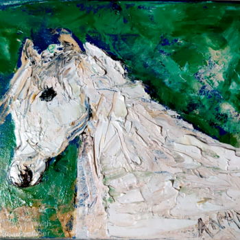 Schilderij getiteld "HORSE-2" door Anandswaroop Manchiraju, Origineel Kunstwerk, Olie