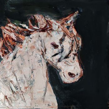 Schilderij getiteld "HORSE-3" door Anandswaroop Manchiraju, Origineel Kunstwerk, Olie
