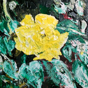 Painting titled "YELLOW FLOWER" by Anandswaroop Manchiraju, Original Artwork, Acrylic