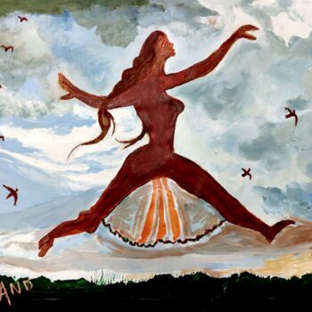 Картина под названием "JOY OF FREEDOM-3" - Anandswaroop Manchiraju, Подлинное произведение искусства, Акрил
