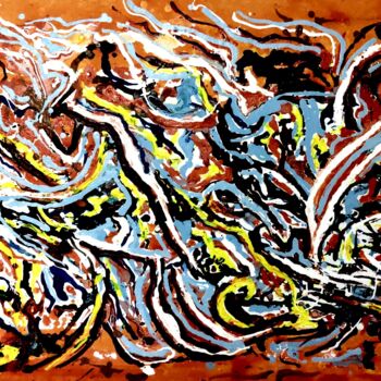 Painting titled "ABSTRACT ACTION PAI…" by Anandswaroop Manchiraju, Original Artwork, Acrylic