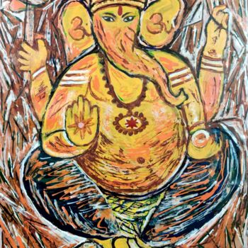 Malerei mit dem Titel "GANESHA-8" von Anandswaroop Manchiraju, Original-Kunstwerk, Tinte