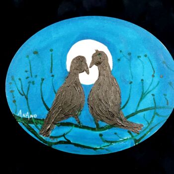 Painting titled "BIRDS IN LOVE" by Anandswaroop Manchiraju, Original Artwork, Acrylic
