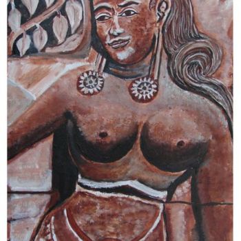 Ζωγραφική με τίτλο "Apasara tellotama" από Anandswaroop Manchiraju, Αυθεντικά έργα τέχνης, Ακρυλικό