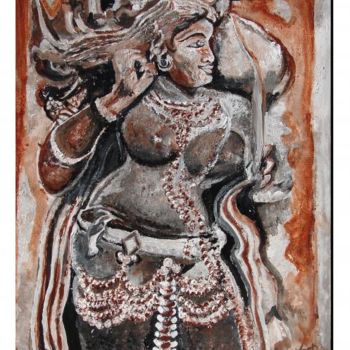 Painting titled "Female figure in hi…" by Anandswaroop Manchiraju, Original Artwork, Acrylic
