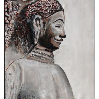 Peinture intitulée "head of buddha" par Anandswaroop Manchiraju, Œuvre d'art originale, Acrylique