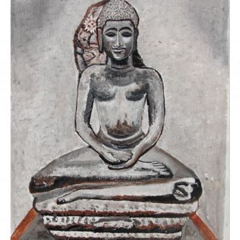 Painting titled "meditating buddha-1" by Anandswaroop Manchiraju, Original Artwork, Acrylic