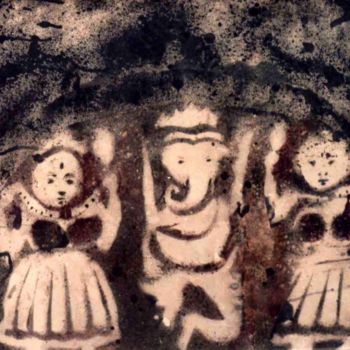 Pittura intitolato "Ganesha along budhi…" da Anandswaroop Manchiraju, Opera d'arte originale, Altro