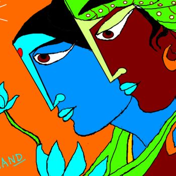 数字艺术 标题为“radha-krishna-5.png” 由Anandswaroop Manchiraju, 原创艺术品, 数字油画