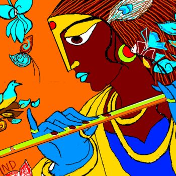 Arts numériques intitulée "radha-krishna-6.png" par Anandswaroop Manchiraju, Œuvre d'art originale, Peinture numérique