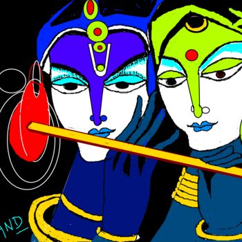 Arts numériques intitulée "radha-krishna-7.png" par Anandswaroop Manchiraju, Œuvre d'art originale, Peinture numérique