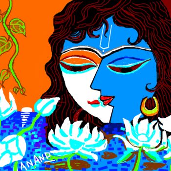 Arts numériques intitulée "radha-krishna-8.png" par Anandswaroop Manchiraju, Œuvre d'art originale, Peinture numérique