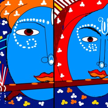 Artes digitais intitulada "radha-krishna-10tra…" por Anandswaroop Manchiraju, Obras de arte originais, Pintura digital