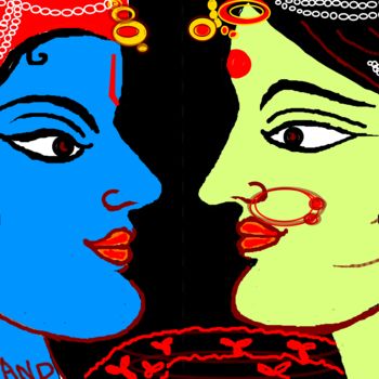 Digitale Kunst mit dem Titel "radha-krishna-16.png" von Anandswaroop Manchiraju, Original-Kunstwerk, Digitale Malerei