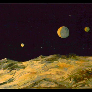 Pintura intitulada "SPACE ABSTRACTION-1" por Anandswaroop Manchiraju, Obras de arte originais, Óleo