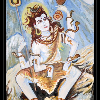 Painting titled "LORD SHIVA -THE CRE…" by Anandswaroop Manchiraju, Original Artwork, Acrylic
