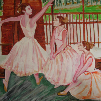 Schilderij getiteld "U.S BALLET DANCE-1" door Anandswaroop Manchiraju, Origineel Kunstwerk, Olie