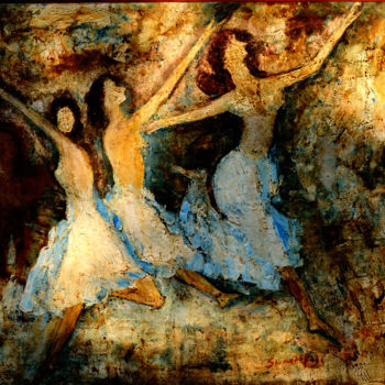 Malerei mit dem Titel "DANCE-5" von Anandswaroop Manchiraju, Original-Kunstwerk, Öl