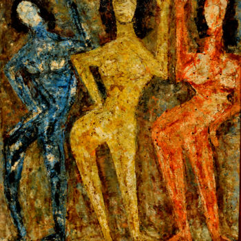 Pittura intitolato "DANCE-7" da Anandswaroop Manchiraju, Opera d'arte originale, Olio