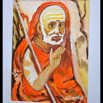Painting titled "SAINT-1,KANCHI KAMA…" by Anandswaroop Manchiraju, Original Artwork, Oil