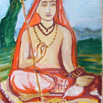 Schilderij getiteld "SAINT-2,  ADI SHANK…" door Anandswaroop Manchiraju, Origineel Kunstwerk, Olie