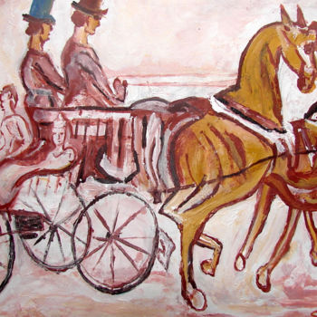 Peinture intitulée "HORSE CHARRIOT-1" par Anandswaroop Manchiraju, Œuvre d'art originale